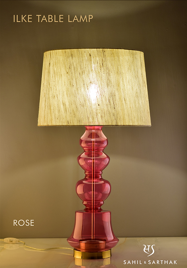 Rose color Ilke Table Lamp by Sahil & Sarthak